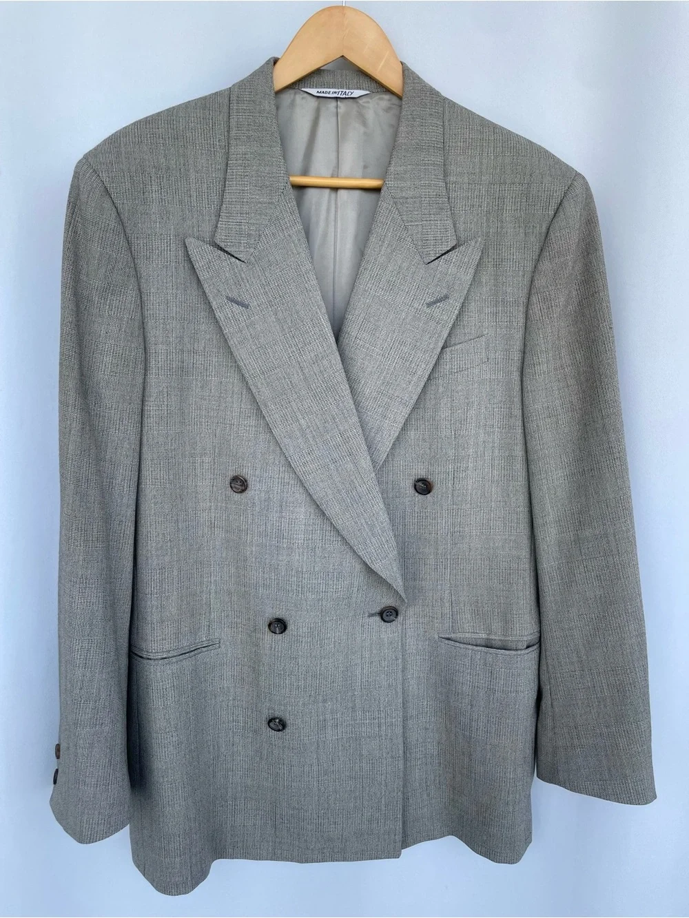 Canali Light Gray Double-Breasted Blazer size 50R Wool